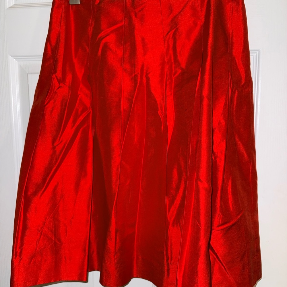 Banana Republic Red Silk Pleated  Skirt